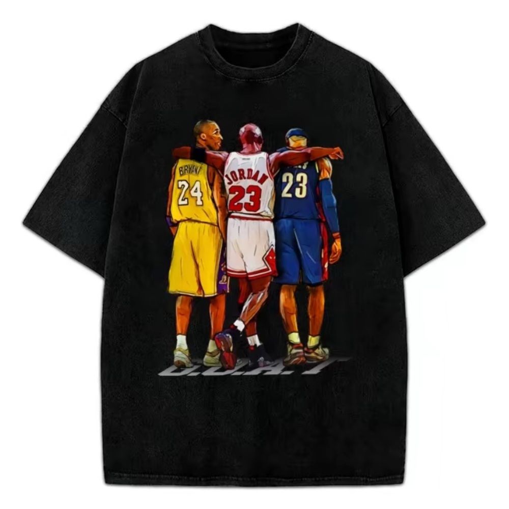 Black Graphic T-Shirt with Iconic Basketball Print